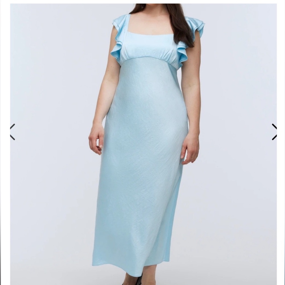 Madewell Light Blue Ruffle Sleeve Dress